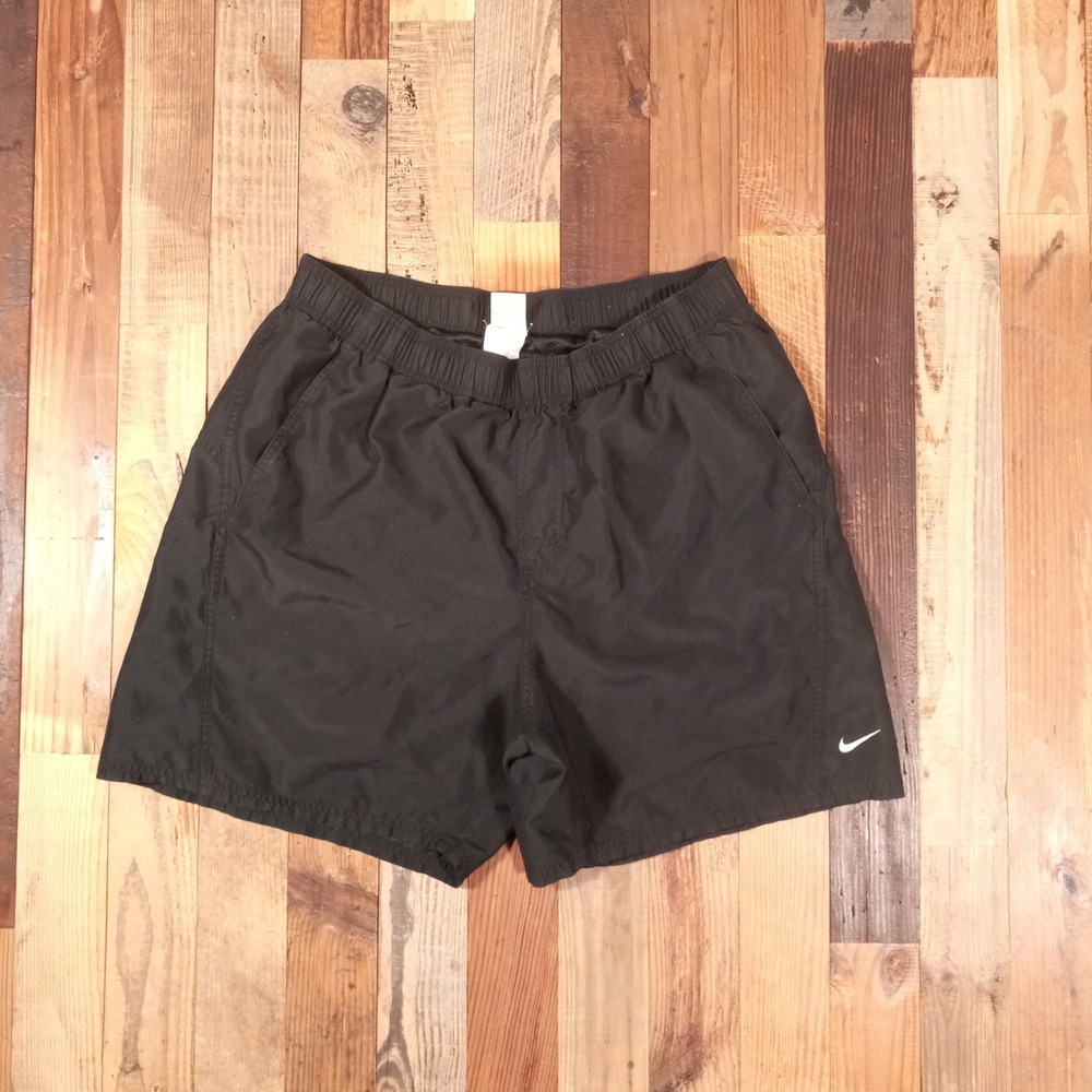 Nike Mens Athletic Training Running Shorts Black Elastic Waist Vintage Large